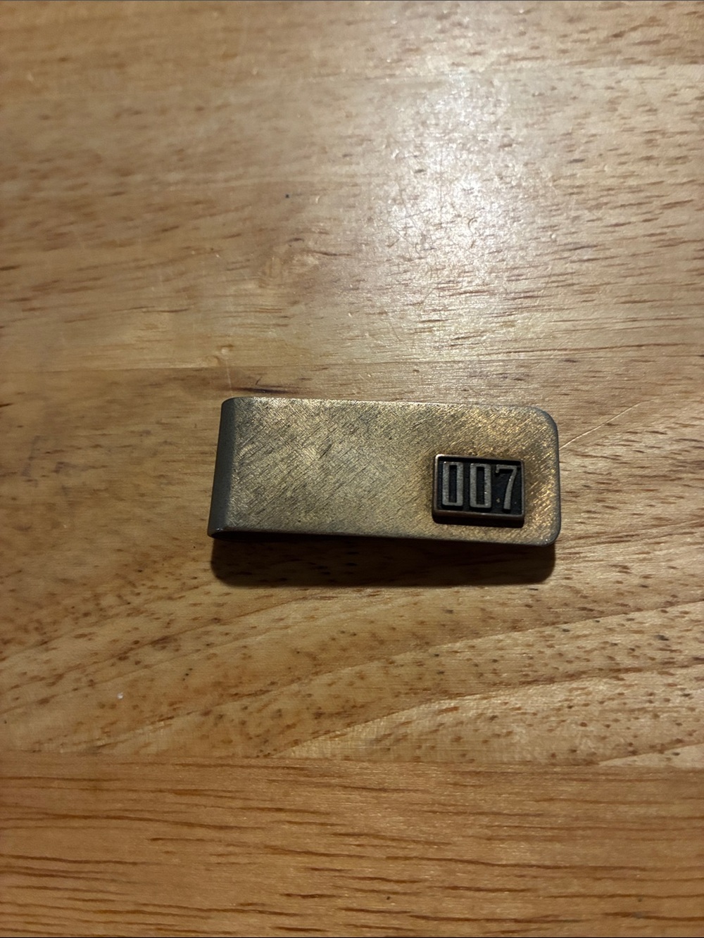 Vintage-Brass Money Clip with '007' Accent - Brass Finish